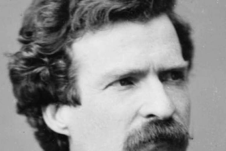Mark Twain Gives "Artemus Ward" Lecture in Auburn